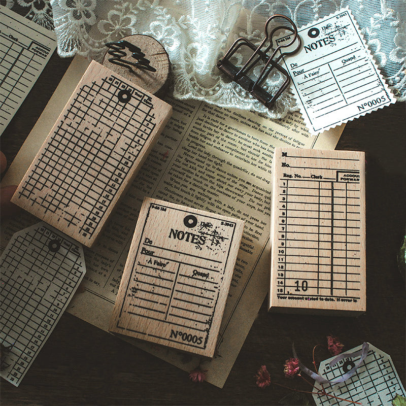 Literary Retro Note Bill Background Wooden Rubber Stamp a