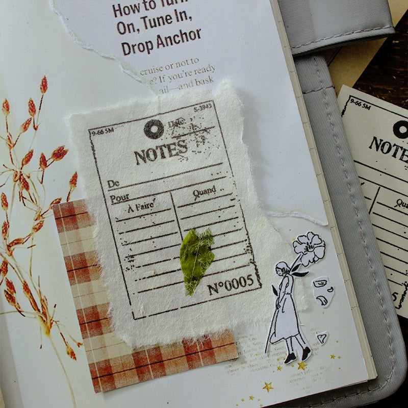 Literary Retro Note Bill Background Wooden Rubber Stamp b1