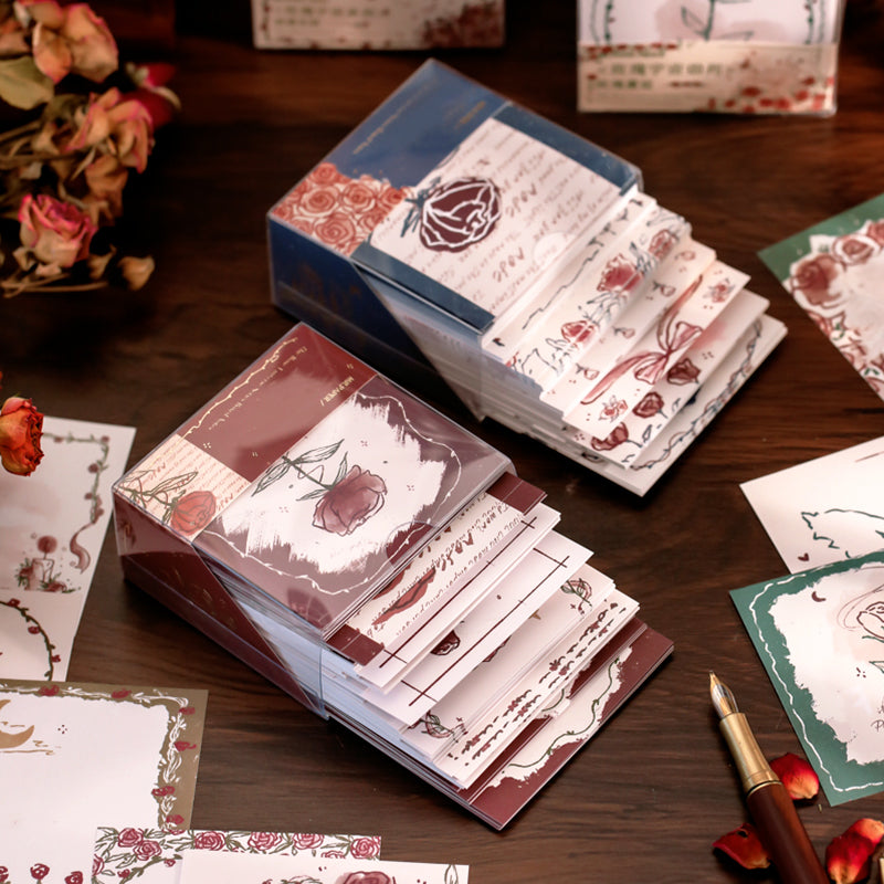 Rose Paper Notes Literary Rose Universe Note Paper | Elegant Stationery by Stamprints