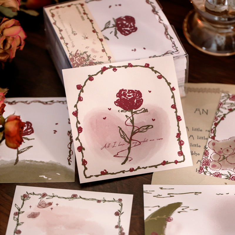 Rose Paper Notes Literary Rose Universe Note Paper | Elegant Stationery by Stamprints