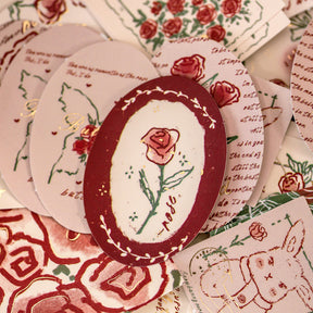 Literary Vintage Hot Stamping Boxed Rose Sticker c2