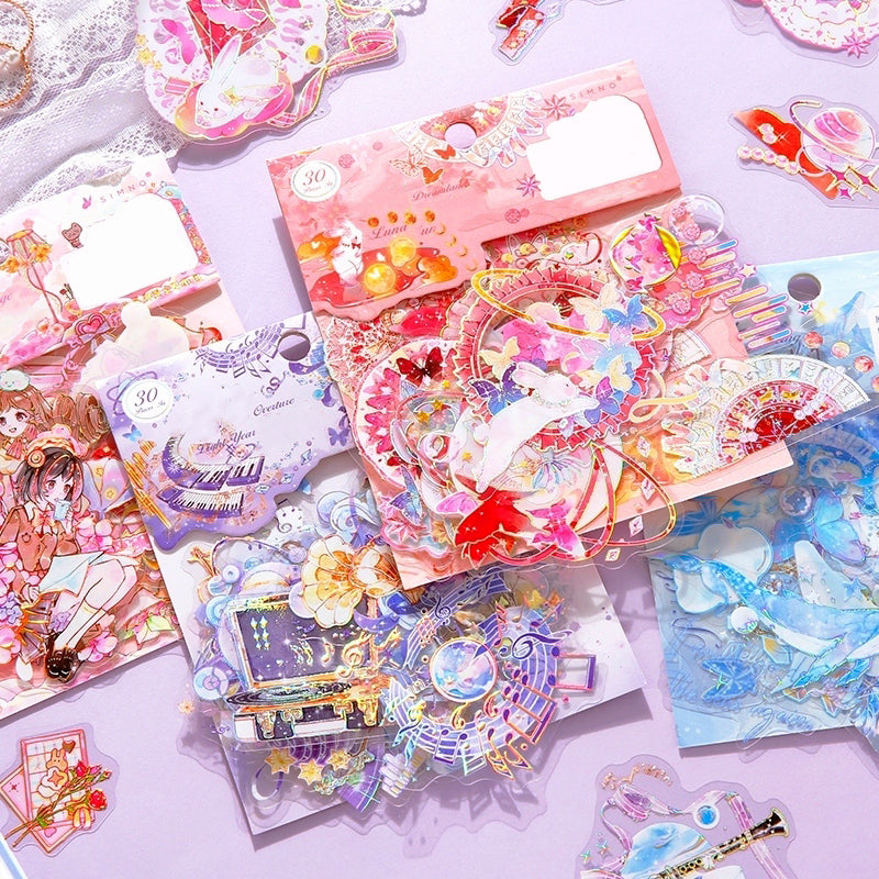 Lovely Child Girl Holographic Polyethylene Terephthalate Sticker Pack ...