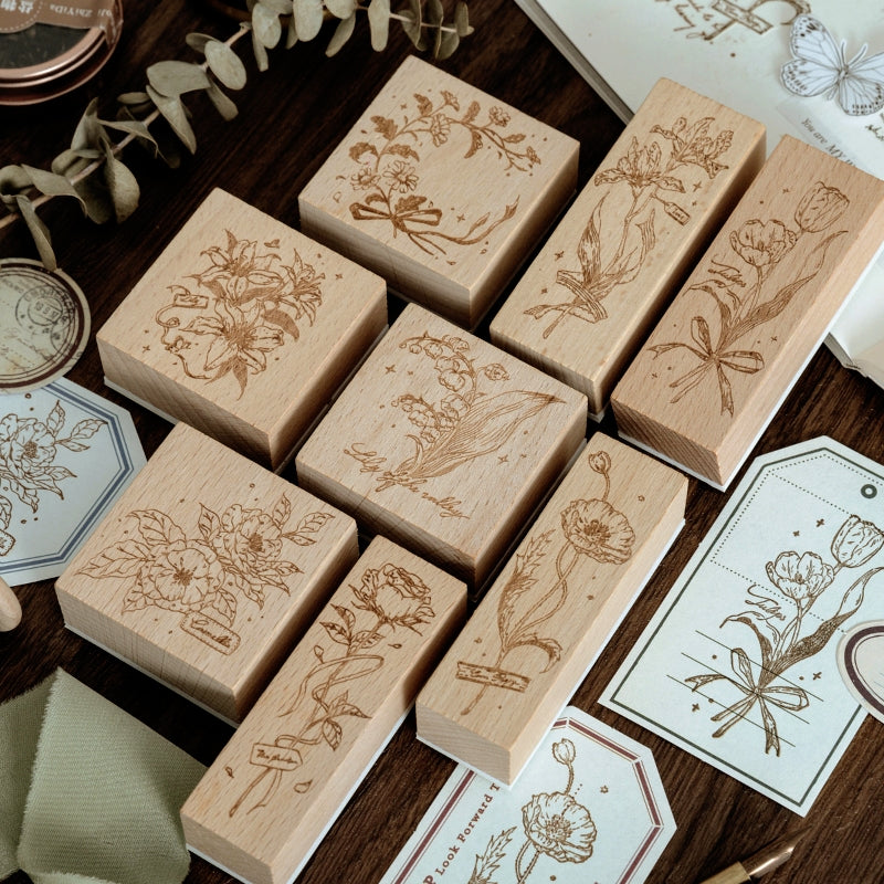 Meet Flowers Artistic Plant Wooden Rubber Stamp a2