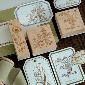 Meet Flowers Artistic Plant Wooden Rubber Stamp b