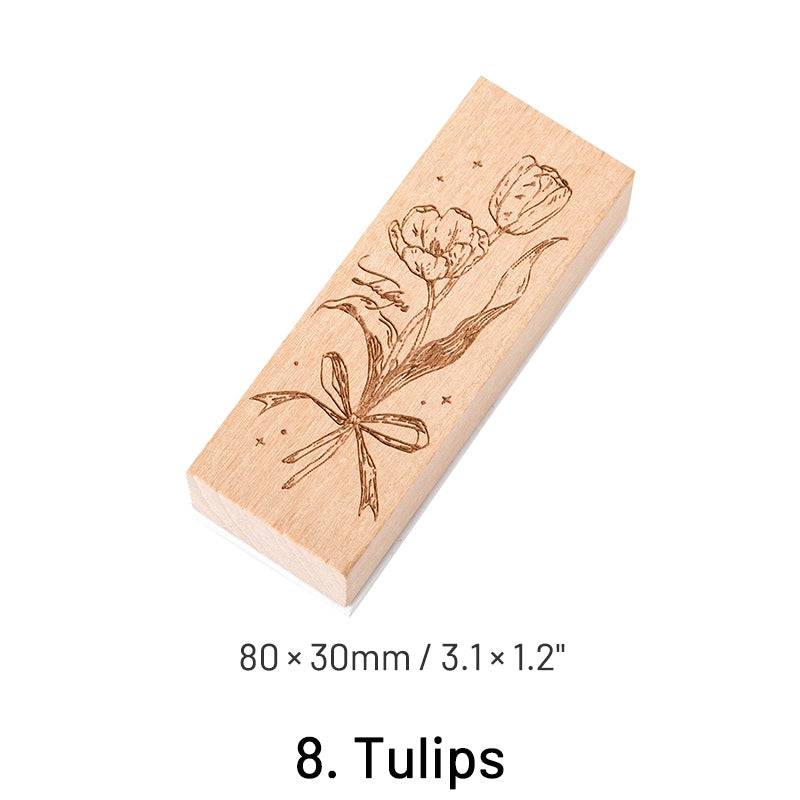 Meet Flowers Artistic Plant Wooden Rubber Stamp sku-8