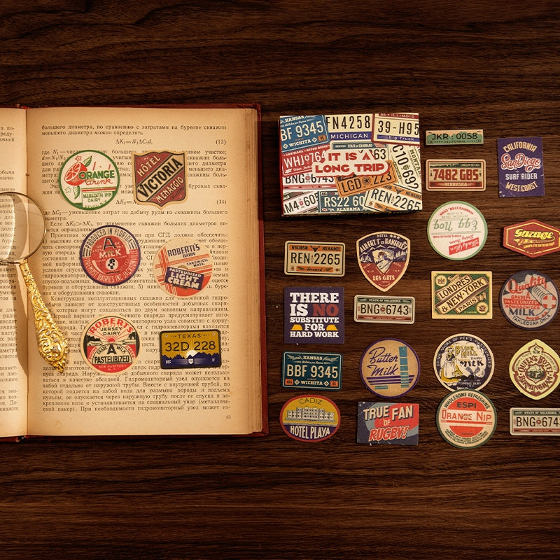Memories Collection Retro American Style Boxed Kraft Stickers b