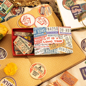 Memories Collection Retro American Style Boxed Kraft Stickers b3