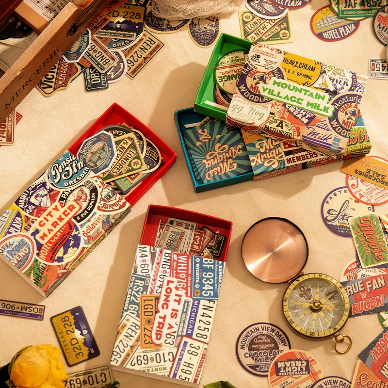 Memories Collection Retro American Style Boxed Kraft Stickers b4