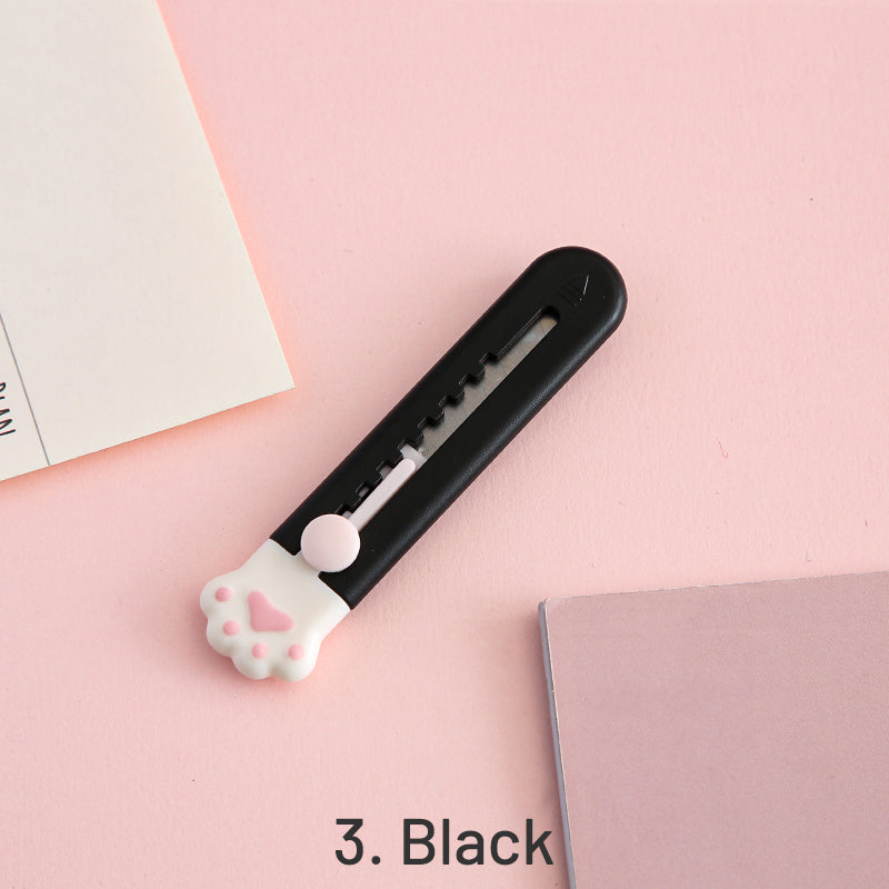 Mini Cute Cat Paw Utility Knife - Kawaii Pink Black White Cat Palm Small  Pocket Knife for Scrapbooking, DIY Craft Projects