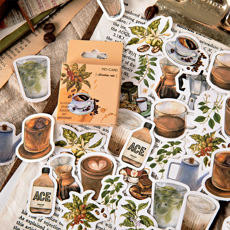 Modern Rooftop Cafe Adhesive Seal Sticker Pack a2