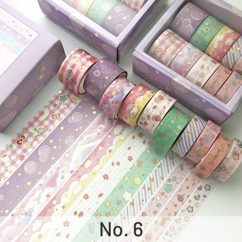 TEHAUX 10 Rolls Hot Stamping Washi Tape Diary Journal Washi Tape Foil Washi  Tape DIY Washi Tape Thin Japan Gifts Decorative Masking Adhesive Tapes