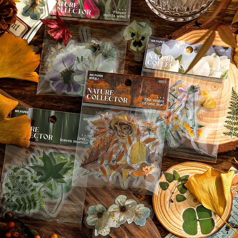 Nature Collector Vintage Botanical Floral Vinyl Sticker Pack a