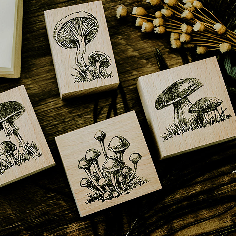 Original Mushroom Botanical Wooden Rubber Stamp a2