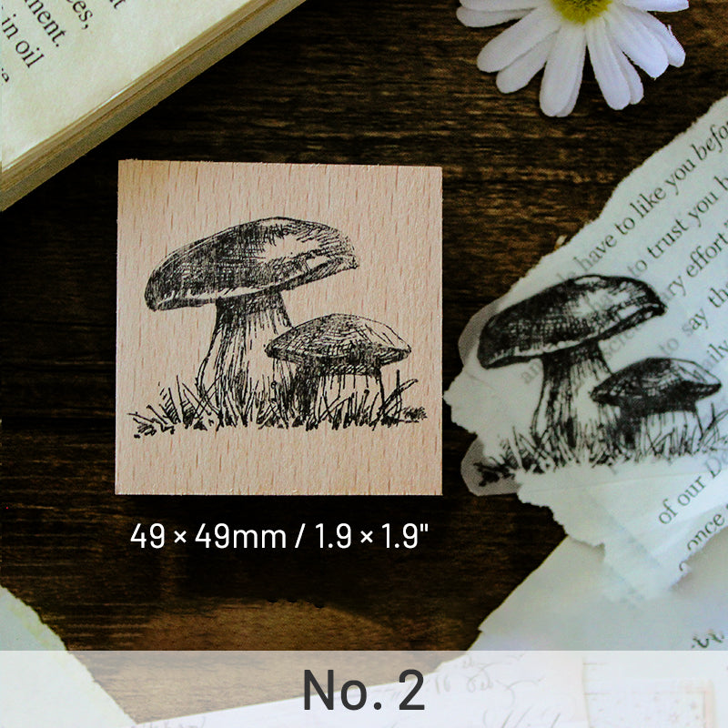 Original Mushroom Botanical Wooden Rubber Stamp sku-2