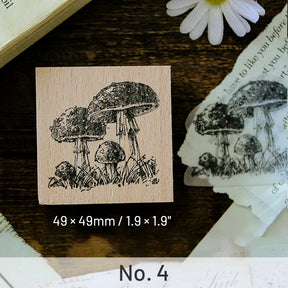Original Mushroom Botanical Wooden Rubber Stamp sku-3
