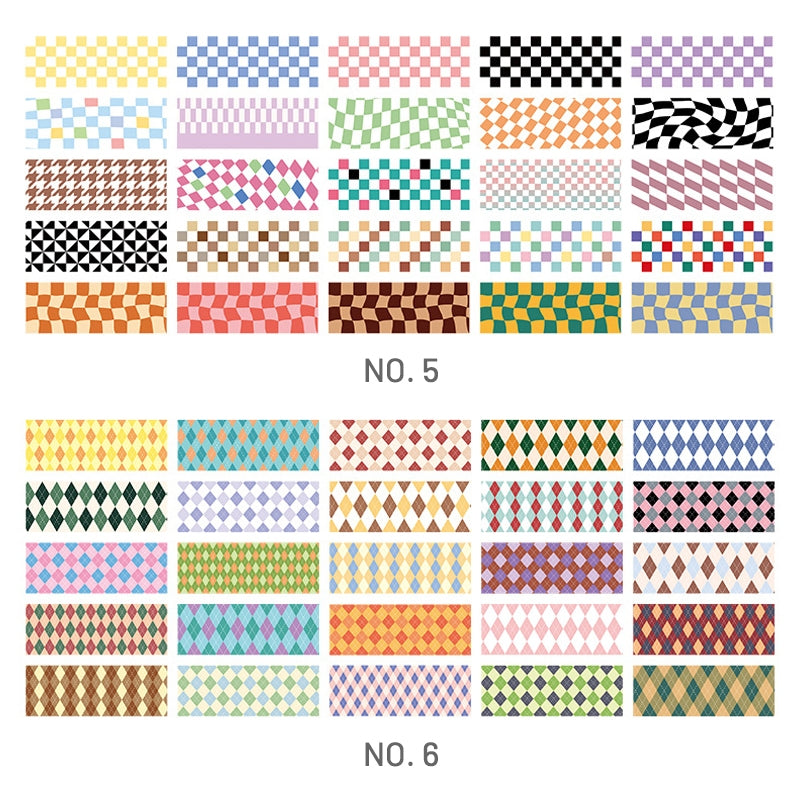 Plaid and Grid Geometric Stripes Washi Sticker-sku3