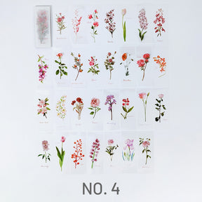 Red-Flower and Grass Plant Long Strip PET Sticker