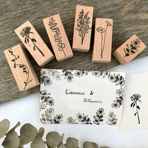 Realism Floral Plant Wooden Rubber Stamp a