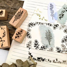 Realism Floral Plant Wooden Rubber Stamp b2
