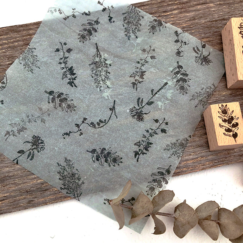 Realism Floral Plant Wooden Rubber Stamp b3