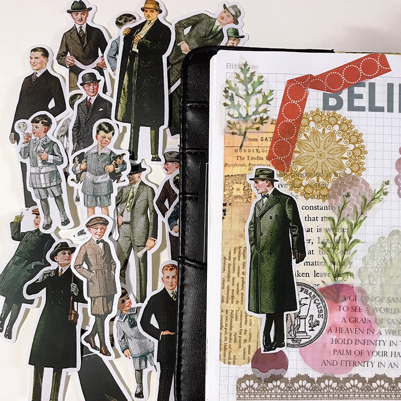 Sticker Men's Design Vintage Men Character Stickers | Classic Retro Boy Design | Stamprints