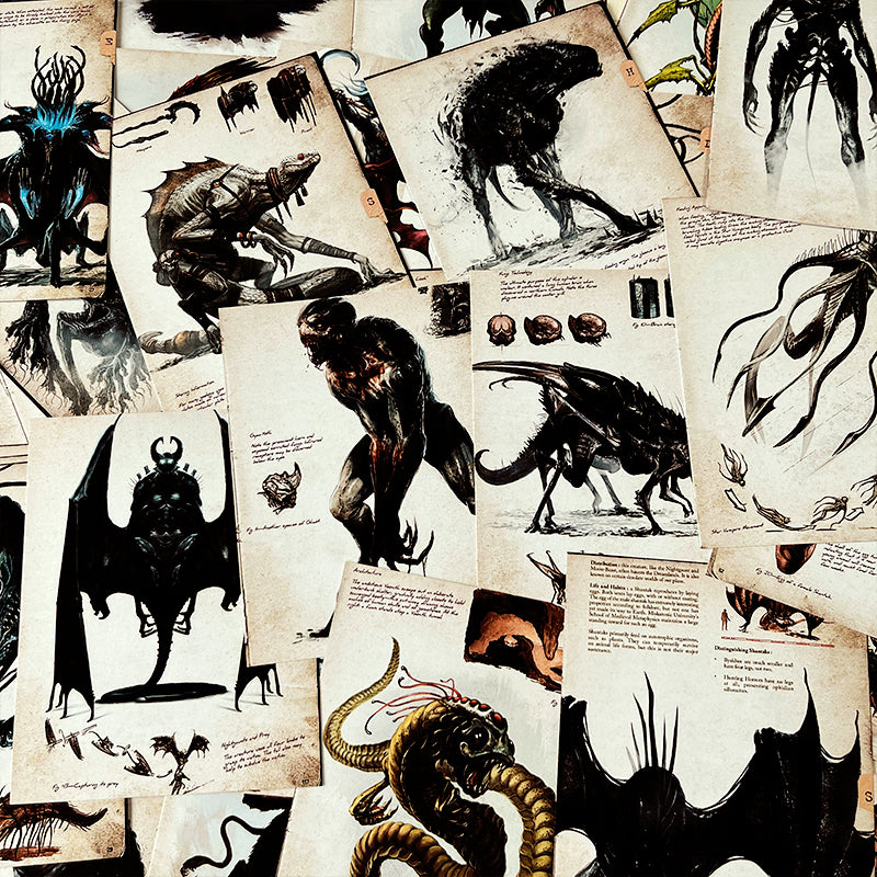 Retro Dark Cthulhu Horror Monster Spider Scrapbook Paper b1