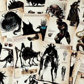 Retro Dark Cthulhu Horror Monster Spider Scrapbook Paper b3