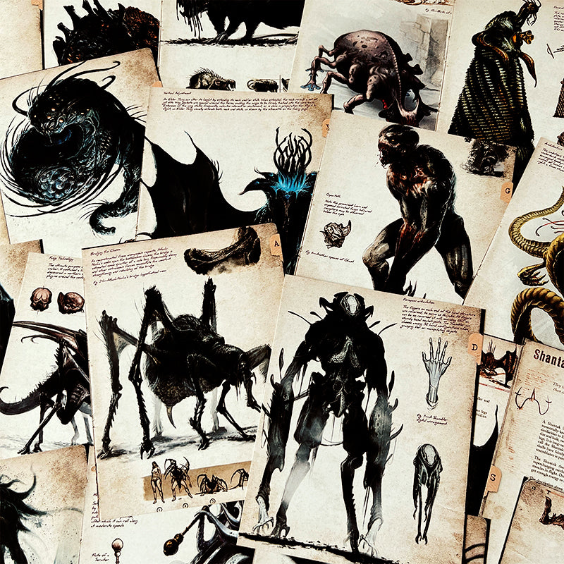 Retro Dark Cthulhu Horror Monster Spider Scrapbook Paper b3