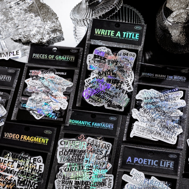 Retro English Words Headline Stickers | Vintage Design by Stamprints