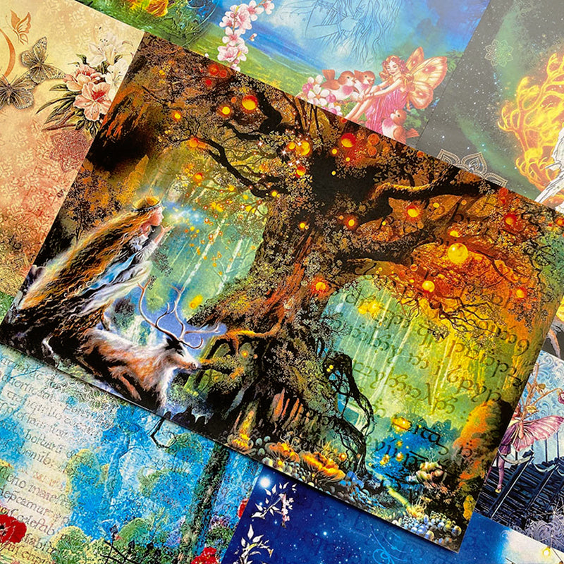 Retro Flower Fairy Elf Forest Angel Scrapbook Paper b3