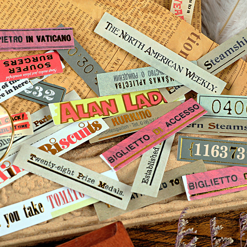 Old Newspaper Stickers, Retro Planner Stickers, Vintage Scrapbook Stickers,  Travel Journal Rectangular Stickers, Planner Supplies 