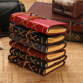 Retro Pirate Loose-Leaf String Bound Travel Journal Notebook a-原