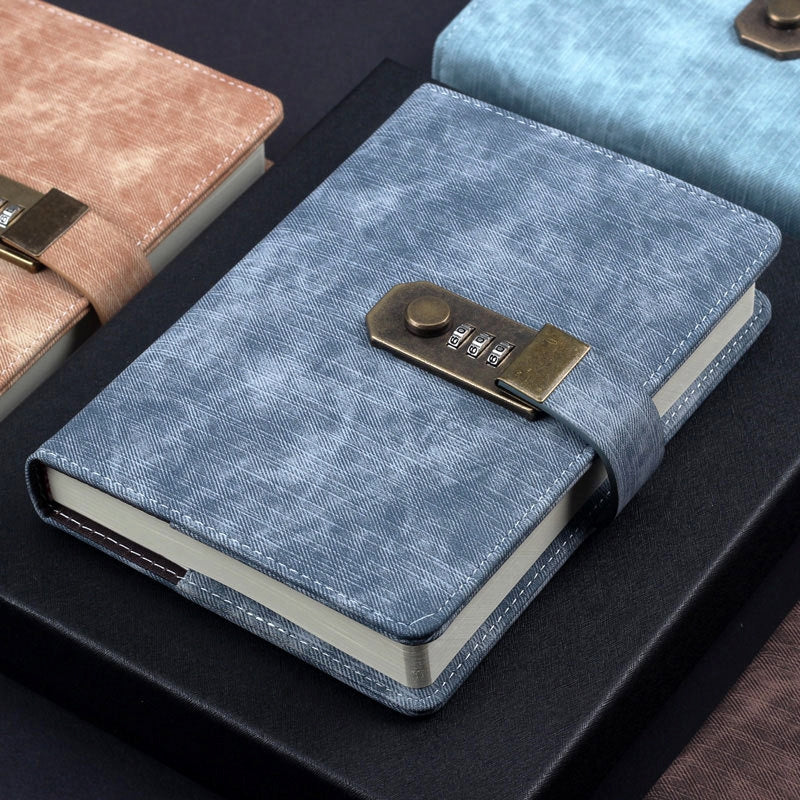 Retro Simple Password Lock Diary Notebook b