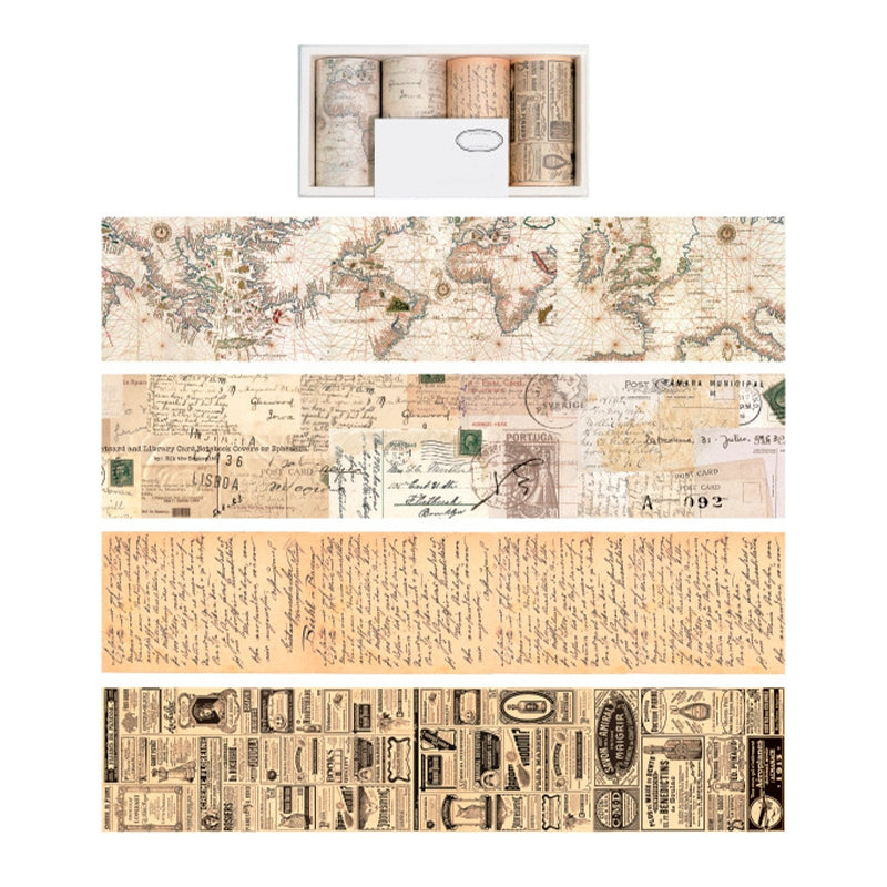 Vintage Washi Tape Set Antique Car Buildings Map Stripe - Temu