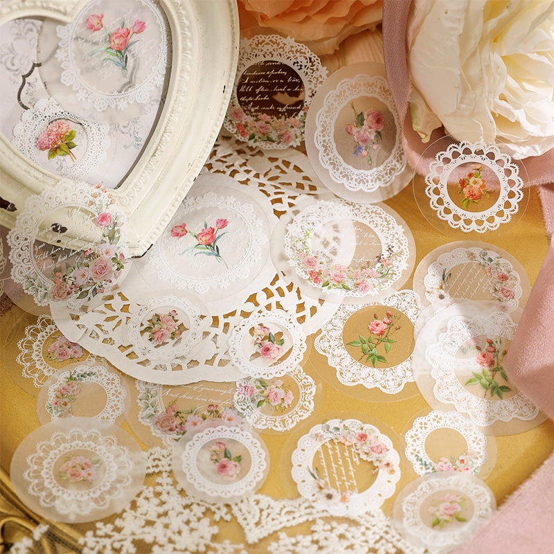 Romantic Buds Botanical Floral Lace Sticker Pack b6