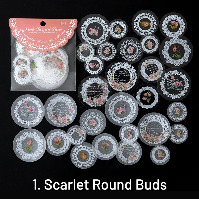 Romantic Buds Botanical Floral Lace Sticker Pack sku-1