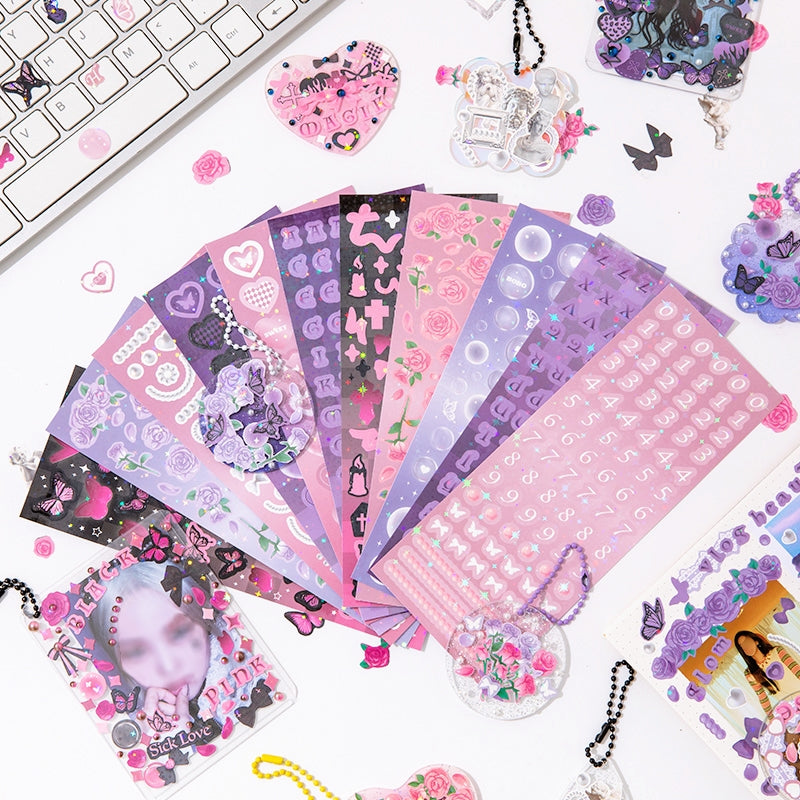 Romantic Fantasy Holographic Butterfly Floral Stickers a