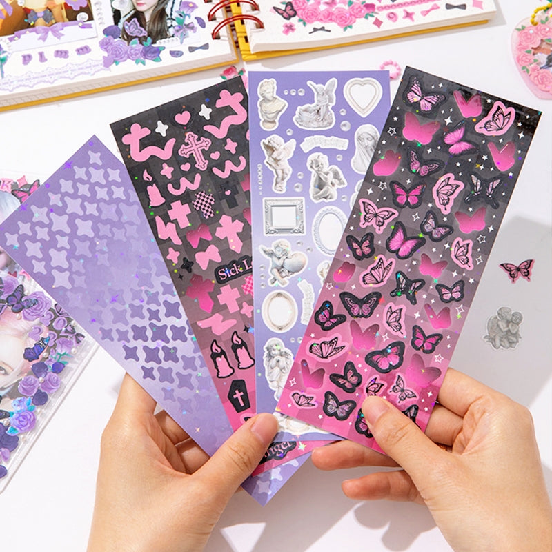 Romantic Fantasy Holographic Butterfly Floral Stickers b