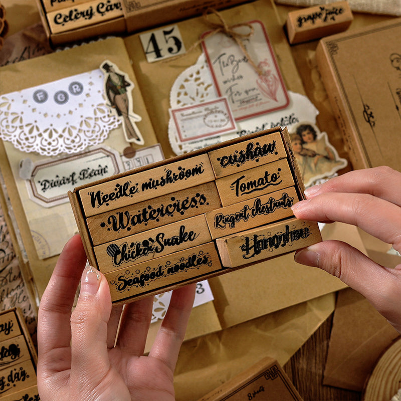Romantic Handwritten English Wooden Rubber Stamp Set b