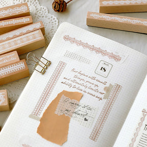 Romantic Lace Border Wooden Rubber Stamp Set b1