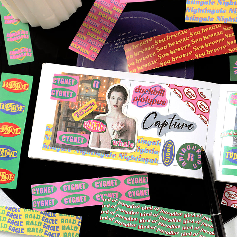 Romantic Past Label Words Self-Adhesive Sticker Pack a