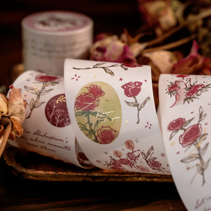 Vintage Foil Stamping Rose Washi Tape - Art Journal Deco| Stamprints