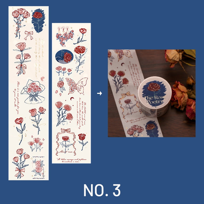 Vintage Foil Stamping Rose Washi Tape - Art Journal Deco| Stamprints