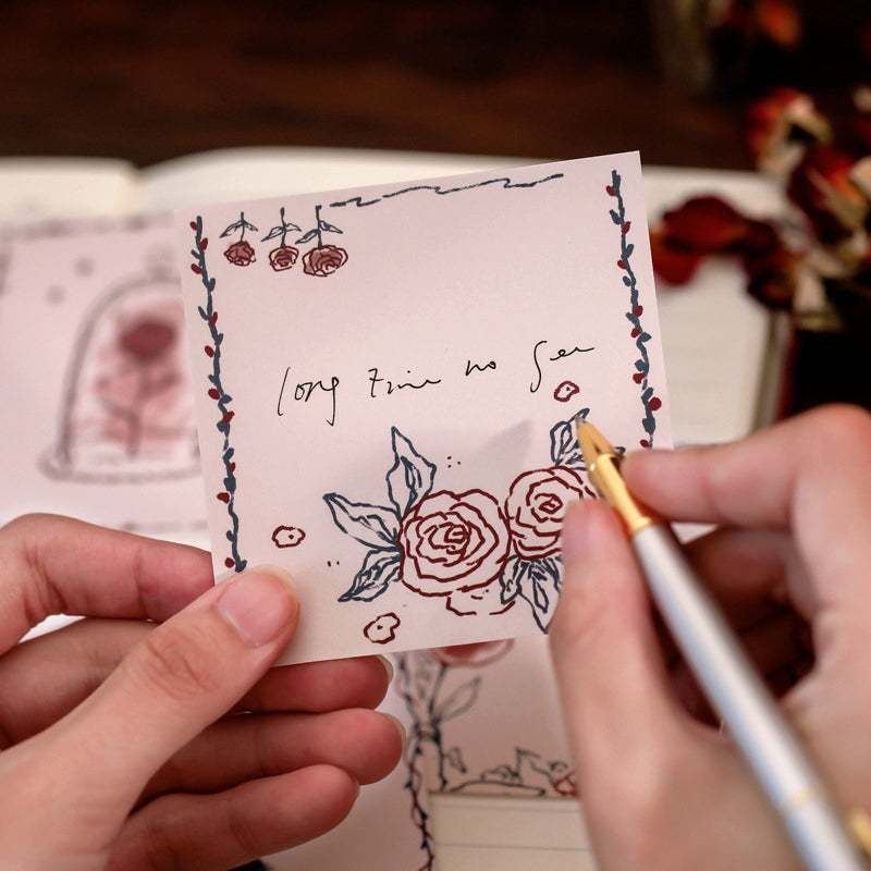 Rose Paper Notes Literary Rose Universe Note Paper | Elegant Stationery by Stamprints