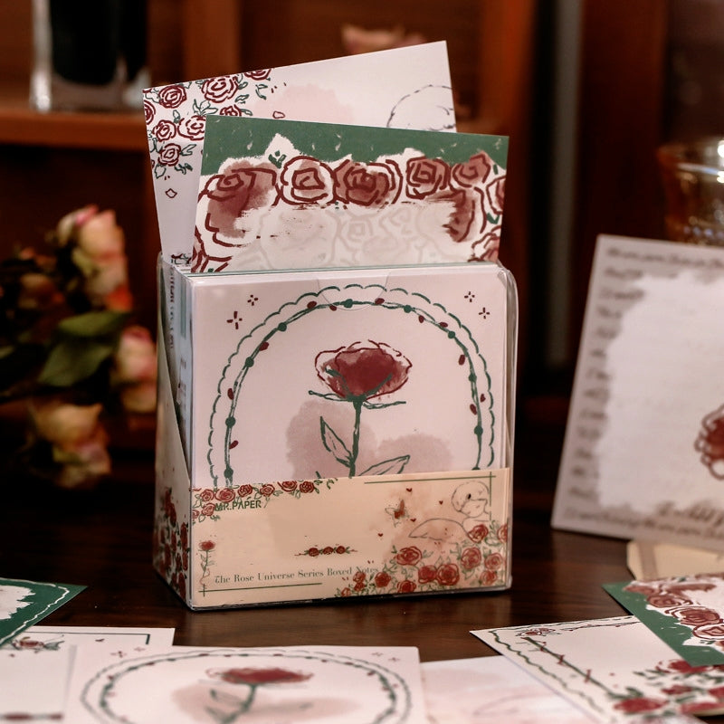 Literary Rose Universe Note Paper | Elegant Stationery by Stamprints