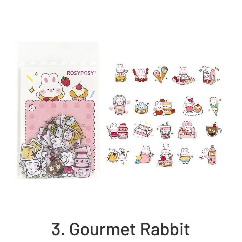 RosyPosy Cute Explosion Cartoon Rabbit Girl PET Sticker Pack sku-3