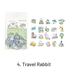 RosyPosy Cute Explosion Cartoon Rabbit Girl PET Sticker Pack sku-4