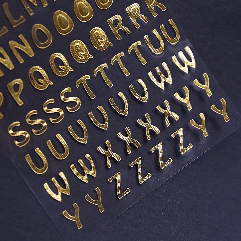 Simple Bronzing Number Alphabet PET Sticker c1-原