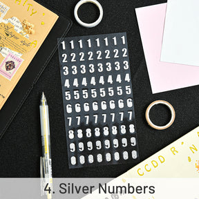 Simple Bronzing Number Alphabet PET Sticker sku-4