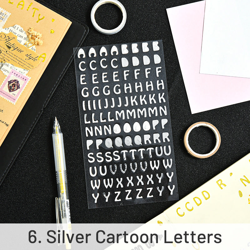 Simple Bronzing Number Alphabet PET Sticker sku-6
